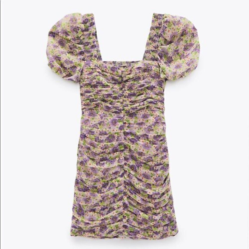 ZARA DRAPED PRINT DRESS - Picture 8 of 9